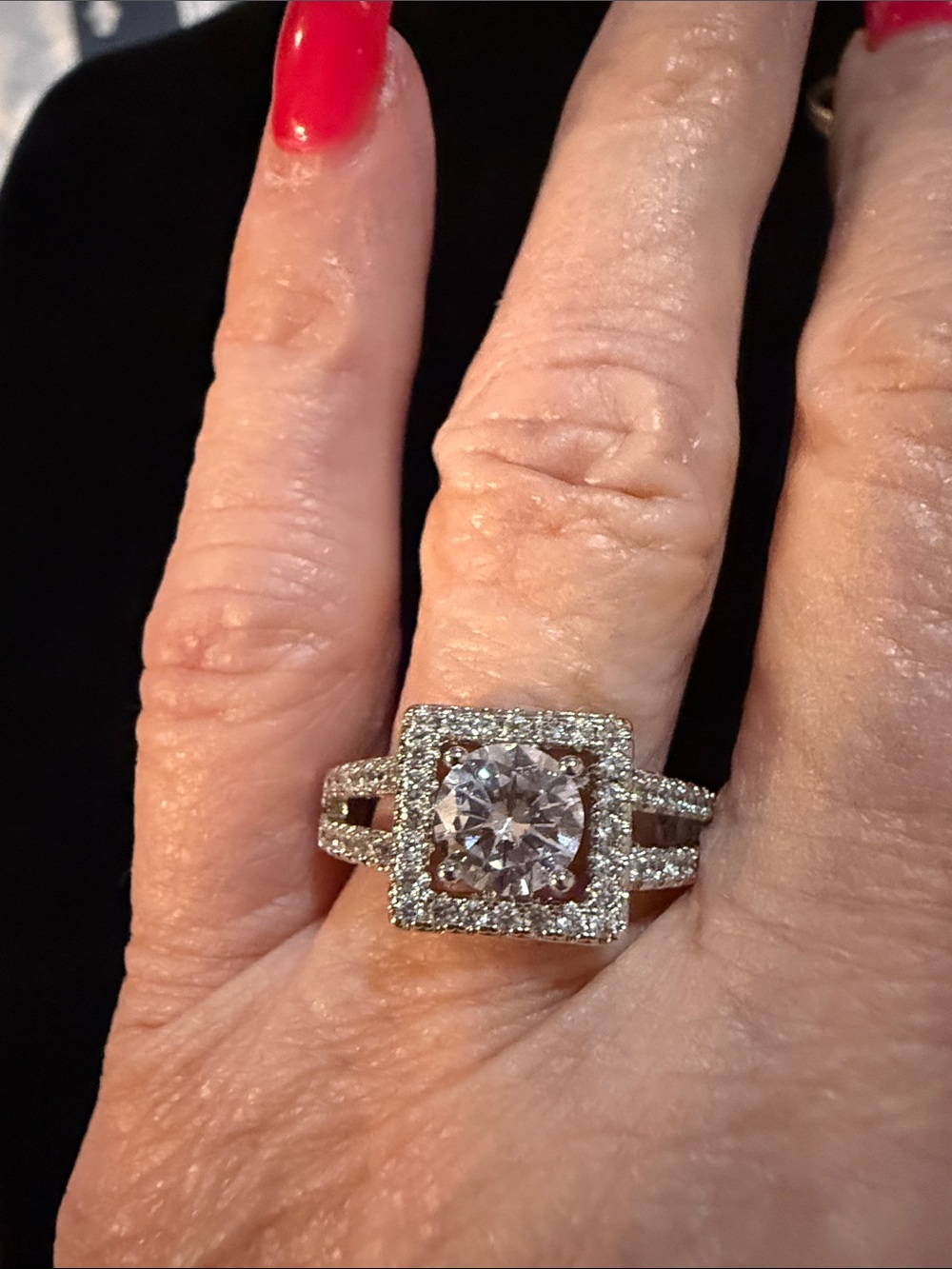 New Women’s Wedding Ring size 7 Square Crystal Halo